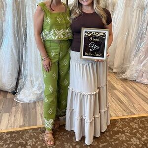 Green Embroidered Two-Piece Set